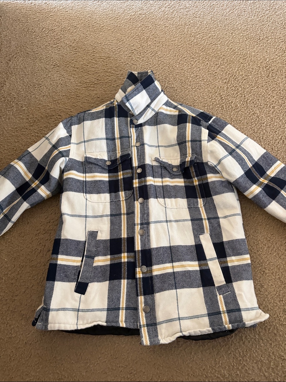 Aeropostale Men's Navy, White & Yellow Plaid Shirt Jacket
